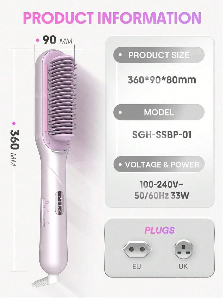 Sheglam Steam Straightening Brush: Achieve Smooth, Straight Hair In 8 Minutes, Nourish and Reduce Frizz