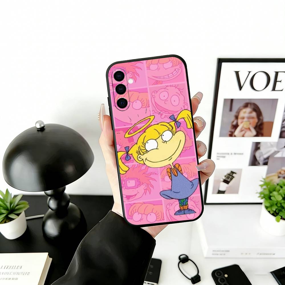 Rugrat C-Chuckie A-Angelica Phone Case Black Silicone Soft For Samsung Galaxy A73,A72,A71,A70,A53,A52,A51