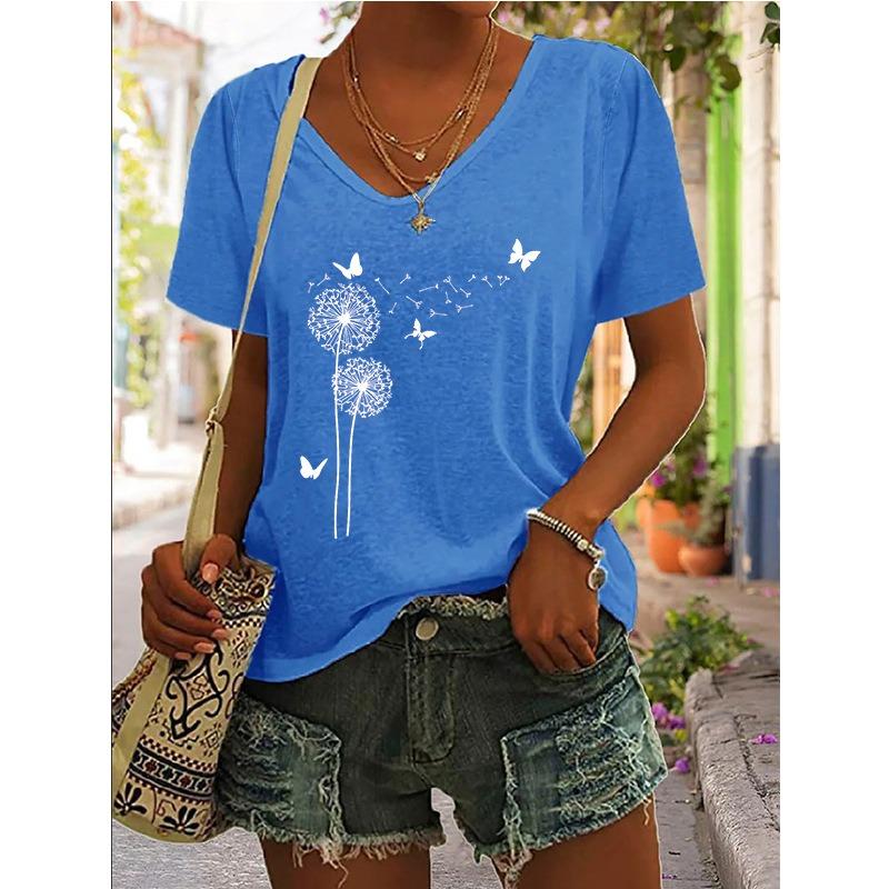 JPNTKY Women's Fashion Casual V-Neck Short Sleeve  Blouses & Shirts