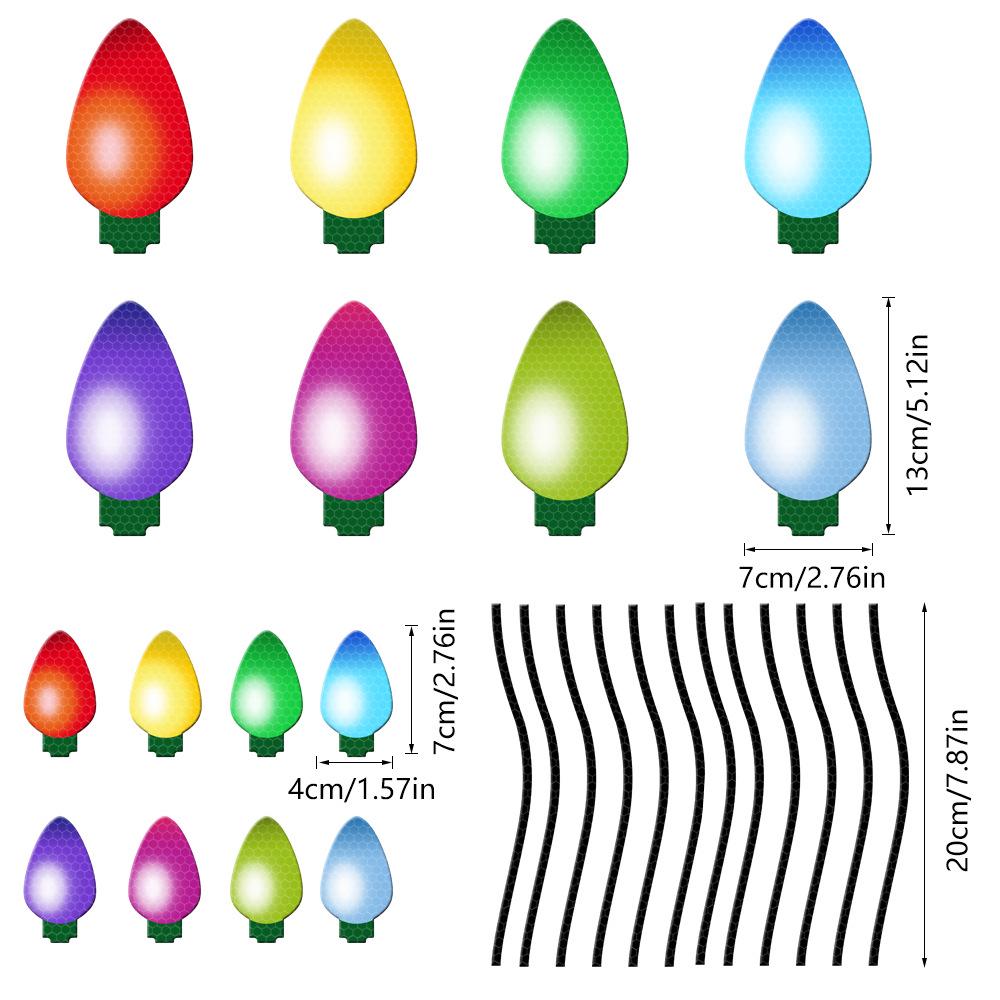 RFM028 Christmas Light Bulbs Magnetic Honeycomb Grid Reflective Stickers for Car, Refrigerator, or Garage Door