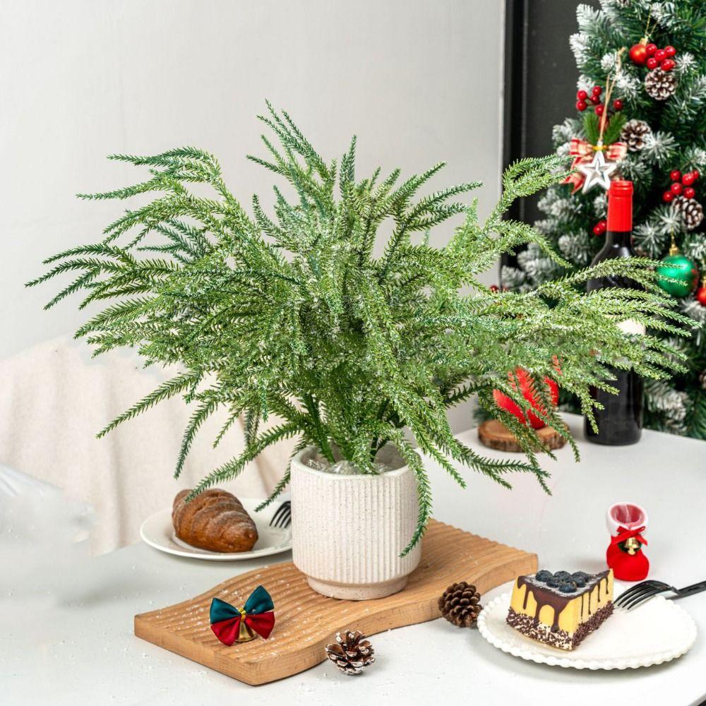 Plastic Artificial Norfolk Pine Branches DIY Wreath Christmas Pine Stem Christmas