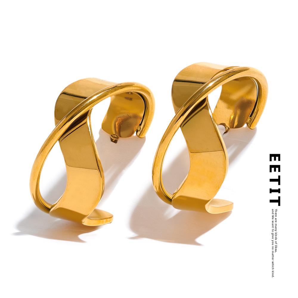 

Eetit новые полые серьги-обнимашки из нержавеющей стали с геометрическим рисунком, предотвращающие аллергию, металлические необычные ювелирные изделия, праздничный подарок