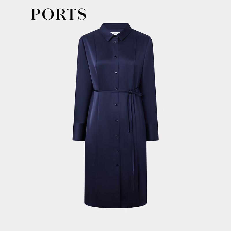 PORTS Women's Belted Long Sleeve Midi Dress