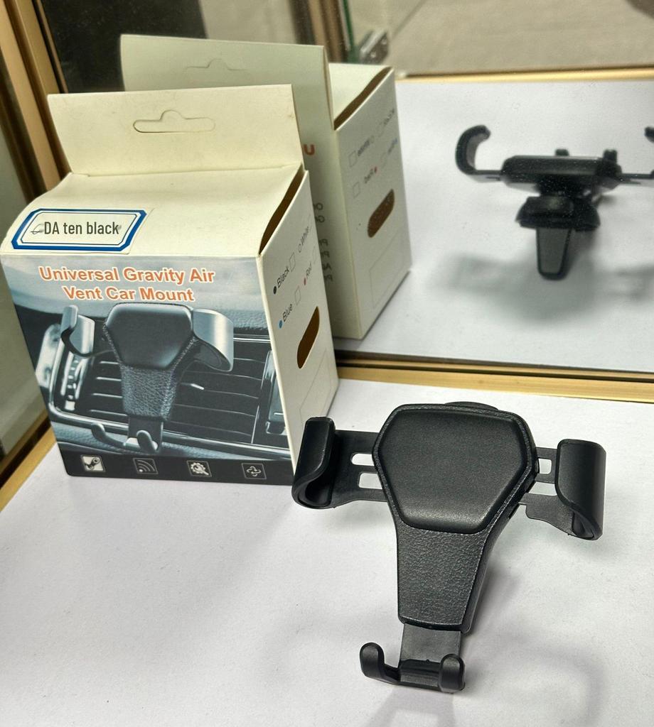Universal Leather-Textured Air Vent Rotating Car Phone Holder with Gravity-Sensing Lock