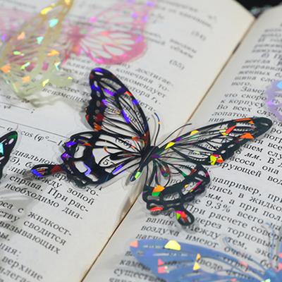 Yousheng 20 Pcs Hollow Carving Butterfly Stickers Decorations 3D Dazzling Mirror Metallic Butterflies Decals for Scrapbooks Junk Journal Supplies