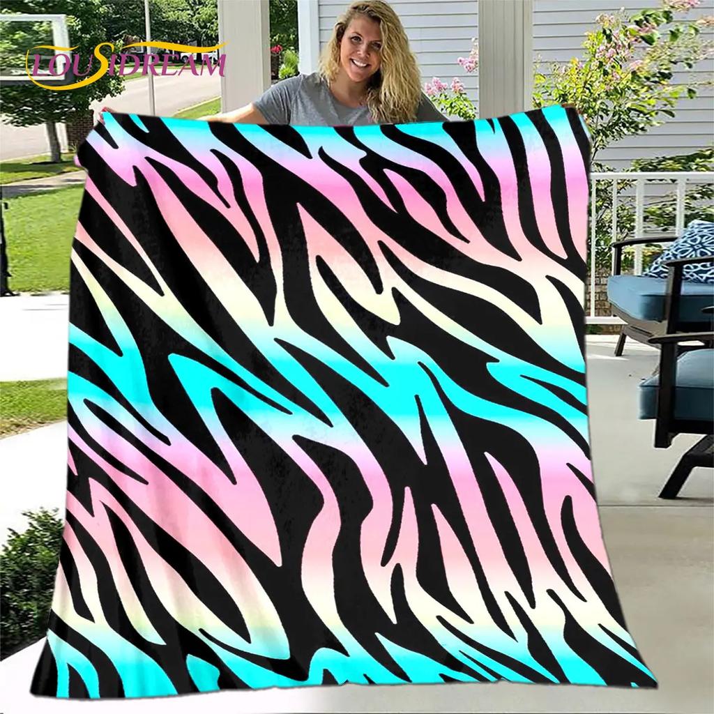 3D Colorful Zebra Pattern Blanket,Flannel Blanket Throw Blanket,Child Warm Blanket for Home Living Room Bedroom Beds Sofa Picnic
