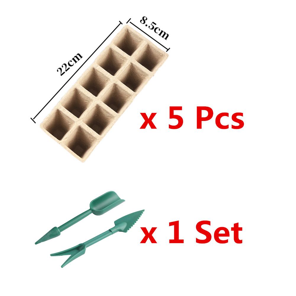 Garden Flowerpot 10 Cell Seedling Germination Cup  Biodegradable Paper Pulp Cup With Garden Shovel Fork Spray Bottle And Label