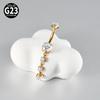 New G23 Titanium Chain-style Umbilical Ring Internal Threading Electroplated Marquise-cut Zircon Piercing Body