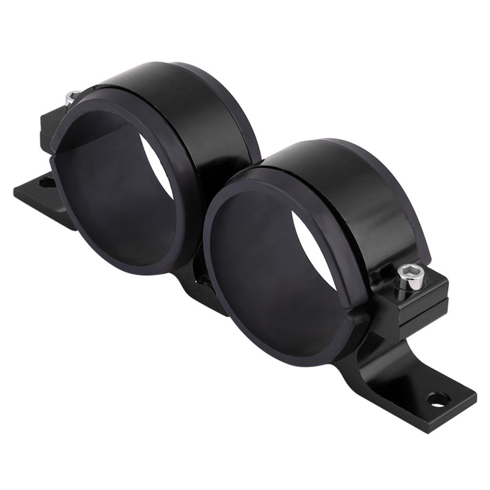 Aluminum Alloy 60mm Car Fuel Pump Mounting Bracket Dual Filter Clamp Cradle Black