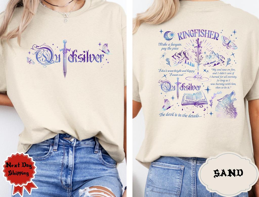 Kingfisher Quicksilver Book Inspired Shirt Fantasy Sword Moon Wolf Butterfly Witchy Quote Tee Gothic Dark Academia Gift