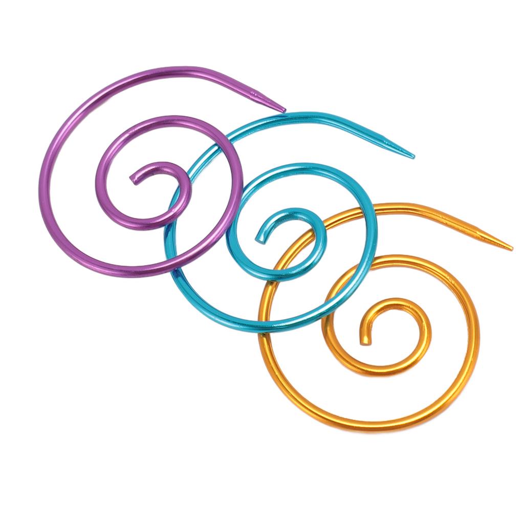 3pcs Spiral Cable Knitting Needle DIY Rustproof Metal Cable Needle Shawl Pin Practical Round Spiral Needle for Sweaters