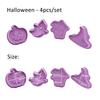 4Pcs/Set Christmas Halloween Cookie Cutter Stamp Biscuit Mold 3D Cookie Plunger Fondant Sugar Craft Pastry Cake Decorating Tool