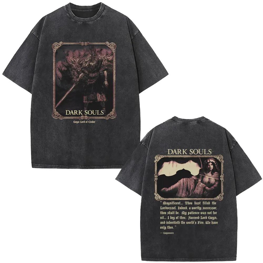 Prané Vintage Herní Dark Souls Merch Tričko Pánské Dámské Retro Gotické Rockové Trička Pánské Punkové Oversized Tričko
