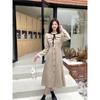 Spring Autumn New French Style Tight Waist Gentle Elegant Solid Color Long Sleeve Collar Lace-up Dress