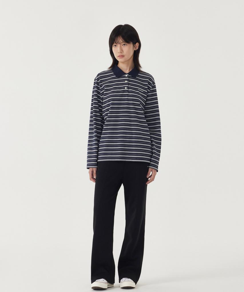 COVERNAT WOMAN Striped Collared Rugby Tee Ivory
