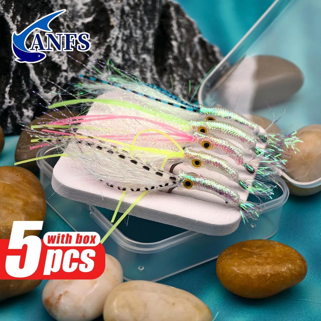 Slow Sinking 5pcs Fluorescent Brass Fly Fishing Lures with Rayon- Nymph, Scud, Bug Baits for Trout, Panfish & Ice Fishing