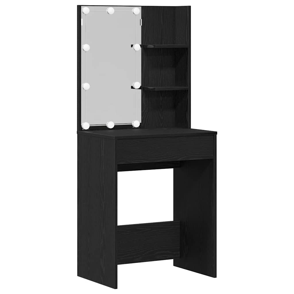 Makeup Table with Shelf Black Oak Effect 60 x 40 x 140 cm