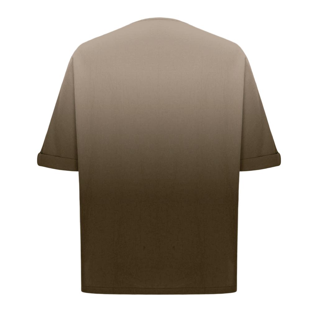 Fashionable Women's T-shirt Short Sleeved Casual Top With Pocket Gradient Print Round Neck Lightweight Shirt