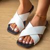 Fashion Women's Slippers 2025 New Fashion Summer Non-smooth Flat Sandals Cross Belt Roman Flip Flops Women's Shoes Zapatos De Mujer