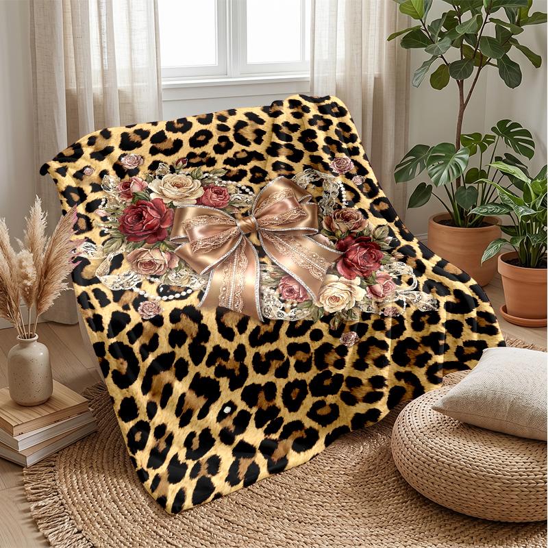 Leopard Print Fashion Pattern Theme blanket Lightweight Warm Flannel Blanket Decorative Throw Blanket for Home Decoration