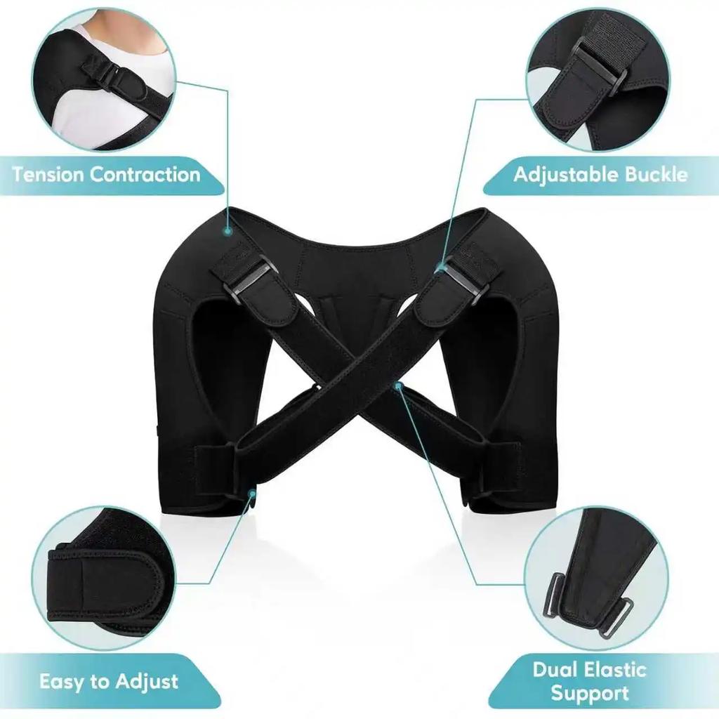 Durable And Safe Double Shoulder Warm Compression Sleeve Wrap Recovery Office Home Knit Cashmere Guard For Rotator Cuff Shoulder Chronic Tendonit