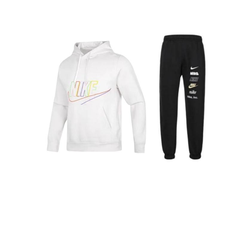 

Nike Solid Color Logo Hoodie And Long Pants Casual Sports Suit Men sweatshirt and pants DX0796-010+-DX0542-030 XL