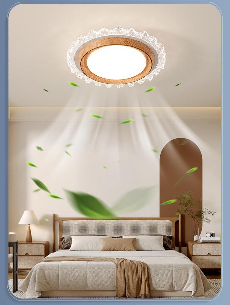 Modern Minimalist Solid Wood Leafless Fan Light - Silent Integrated Ceiling Light for Bedroom and Restaurant