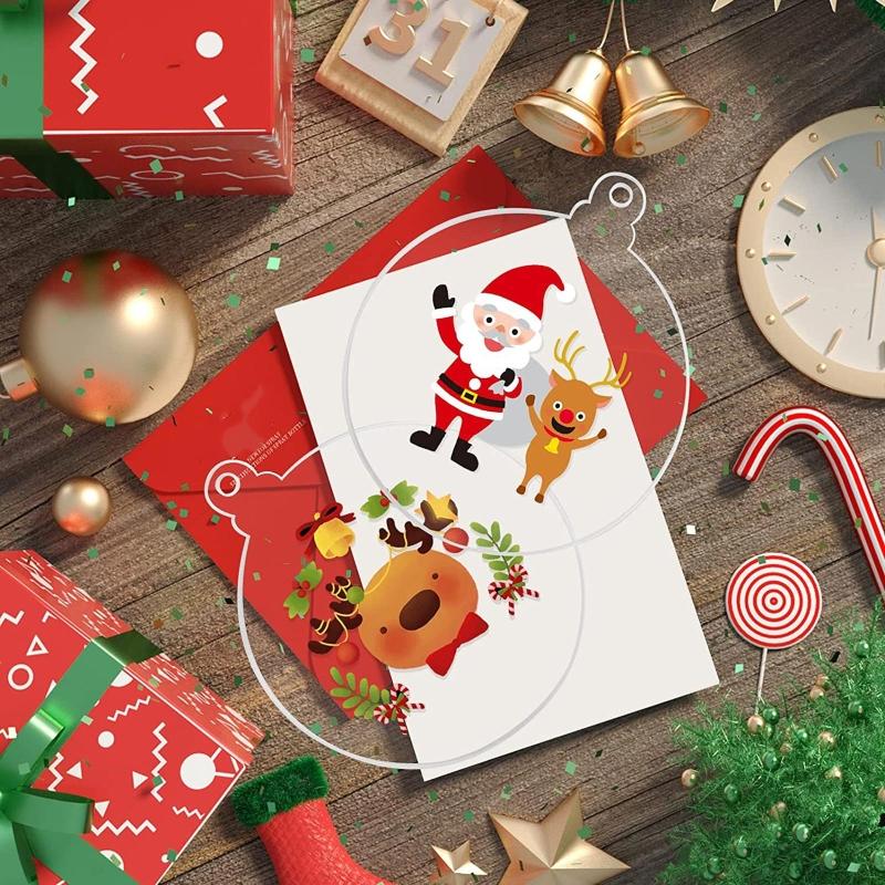 3.5" Clear Acrylic Christmas Ornament,Blank Christmas Bauble Tree Decoration Stocking Name Tag,Holiday Tags,Gift Tag