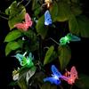 12 LED Solar Power Fibre Optic Butterfly Dragonfly String Light Garden Decor Outdoor String