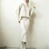 European and American Style Turtleneck Sweater Set Women's Loose Thermal Cover Head Pit Strip Skirt Sweater Two-piece Set Popular