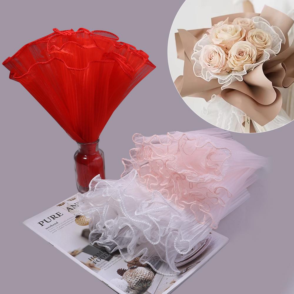 3.6M/Roll 28cm Flower Wrapping Paper Romantic Wave Yarn Lace Mesh For DIY Wedding Valentine's Day Gifts Bouquet Packaging Decor