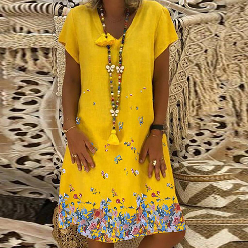 Women Casual Loose Dandelions Dress Fashion Beach Style Temperamental  Dress