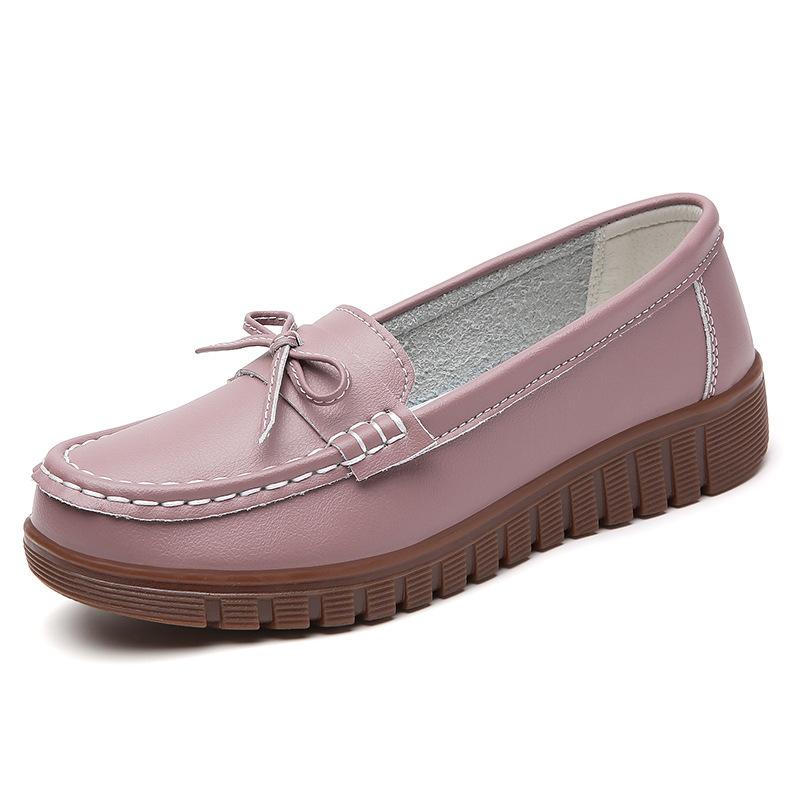 

Leather Doudou shoes comfortable flat-soled single shoes beef tendon sole soft sole one pedal pregnant women lazy mother shoes 41