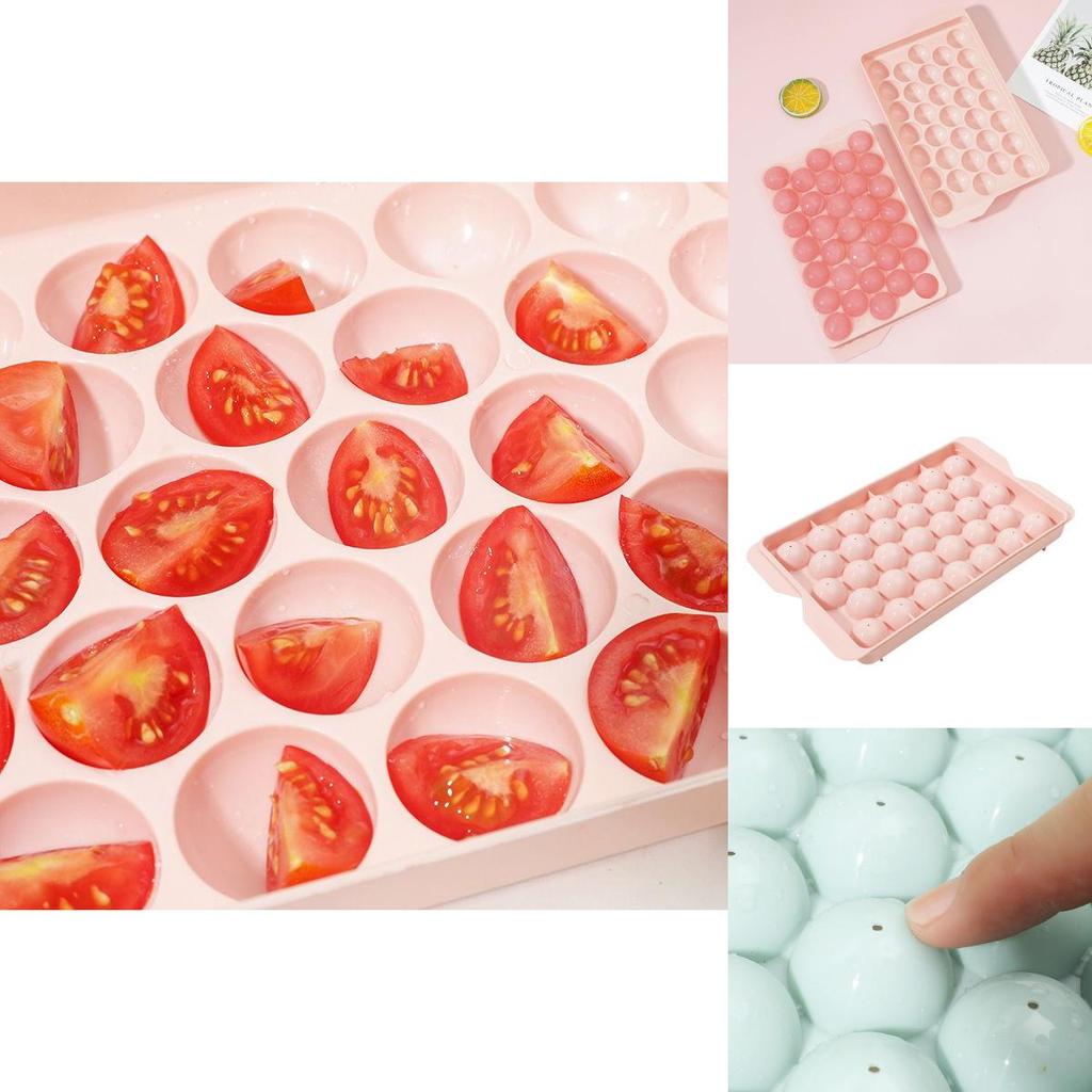 Versatile Round Ice Tray With Lid Food Grade Plastic Mold For Refreshing Drinks