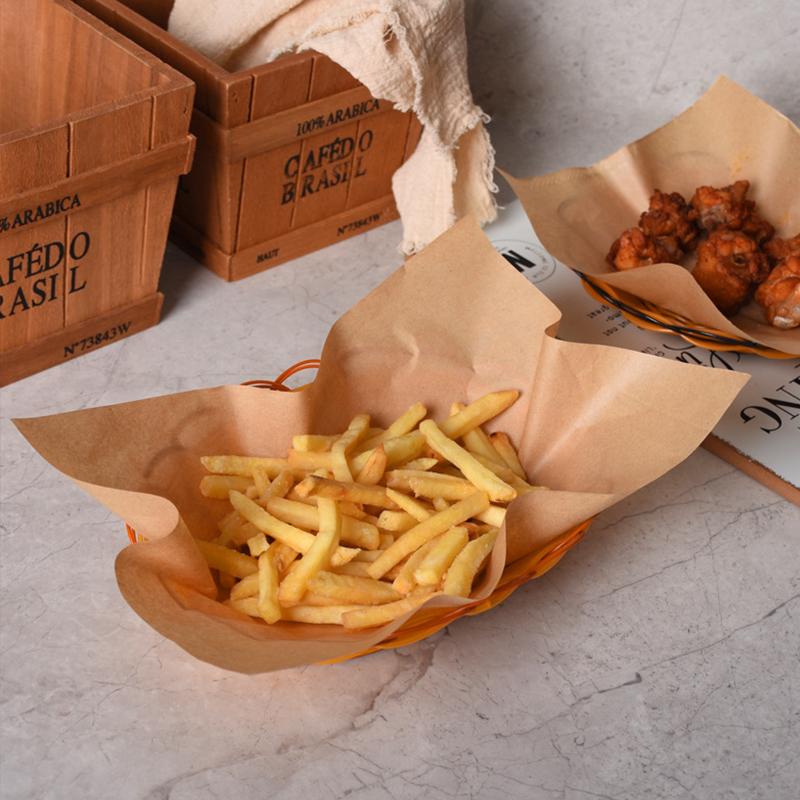 50Pcs 22x22cm Oil-proof Paper Disposable Food Wrapping Paper French Fries Burger Barbecue Oil Waxed Papers Tray Placemat Papers