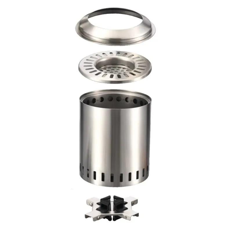 Split Portable Camping Wood Stove Stainless Steel Gas Firewood Burners Backpacking Furnace Windproof Wood Burning Stove Outdoor