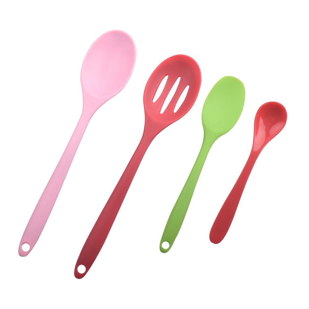 Silicone Non-stick Soup Ladle with Integrated Handle and Scraper - Kitchen Cooking Utensil