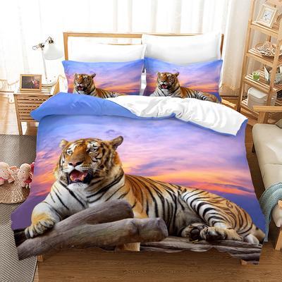 Tiger Bettbezug Set Wildtiere Waldmuster King Queen Größe Bettdeckenbezug Polyester Steppdeckenbezug Für Kind Teenager Bettwäsche Set