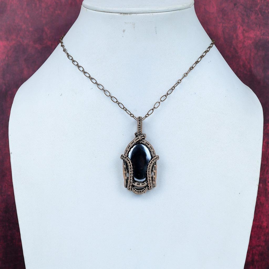 Shungite pendant copper wire wrapped pendant handmade pendant dainty copper jewelry natural gemstone pendant gifts for mom brand new jewelry