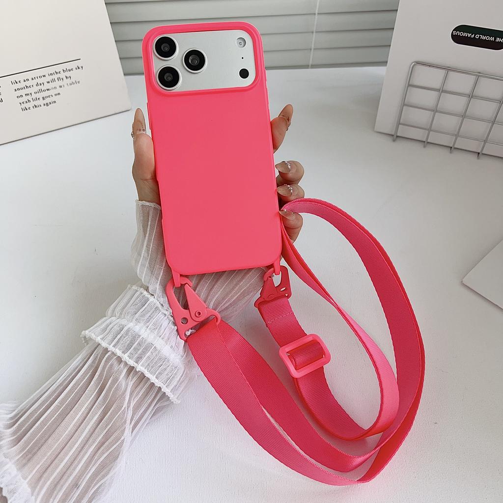 Crossbody Lanyard Matte Silicone Soft Case For iPhone 17 Pro Max 16 12 11 15 Pro 13 14 Plus Necklace Strap Shockproof Cover