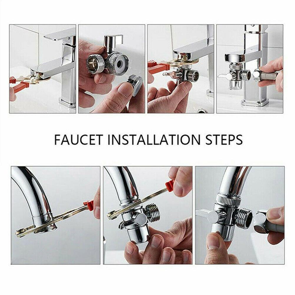 Faucet Valve Diverter Three Way Water Taps Connector Adapter Kitchen Bathroom Faucet Accessory For Connecting Angle Valve Hose