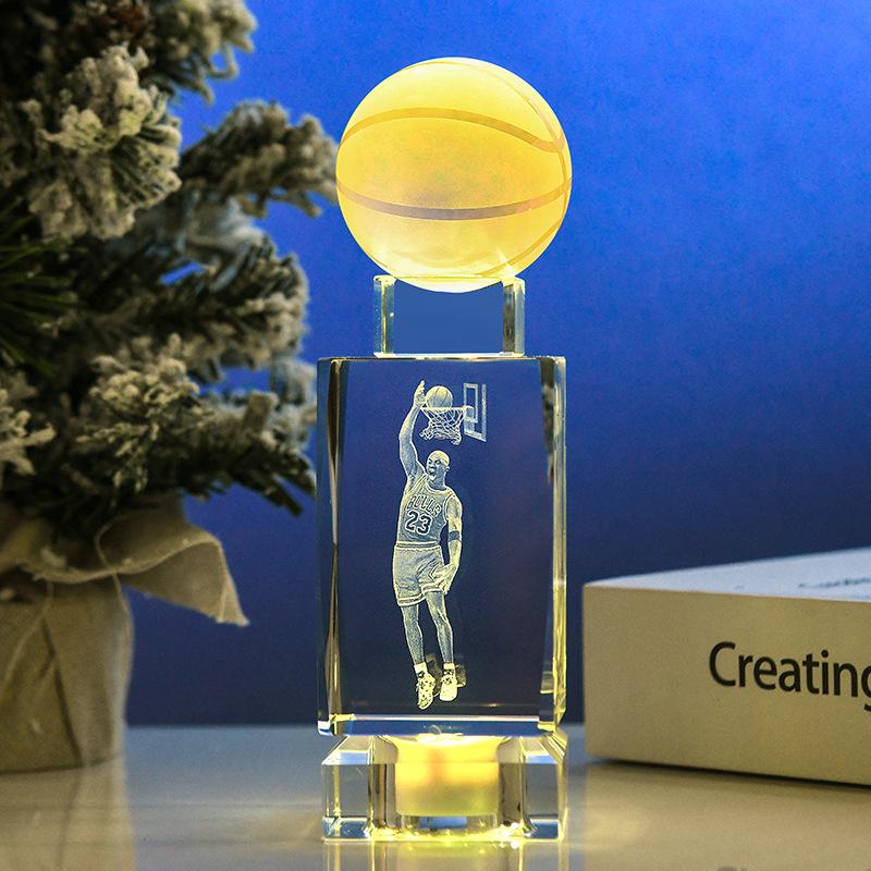 Glow-in-the-Dark Kobe Bryant NBA Figurine: Crystal Basketball Gift for Birthday