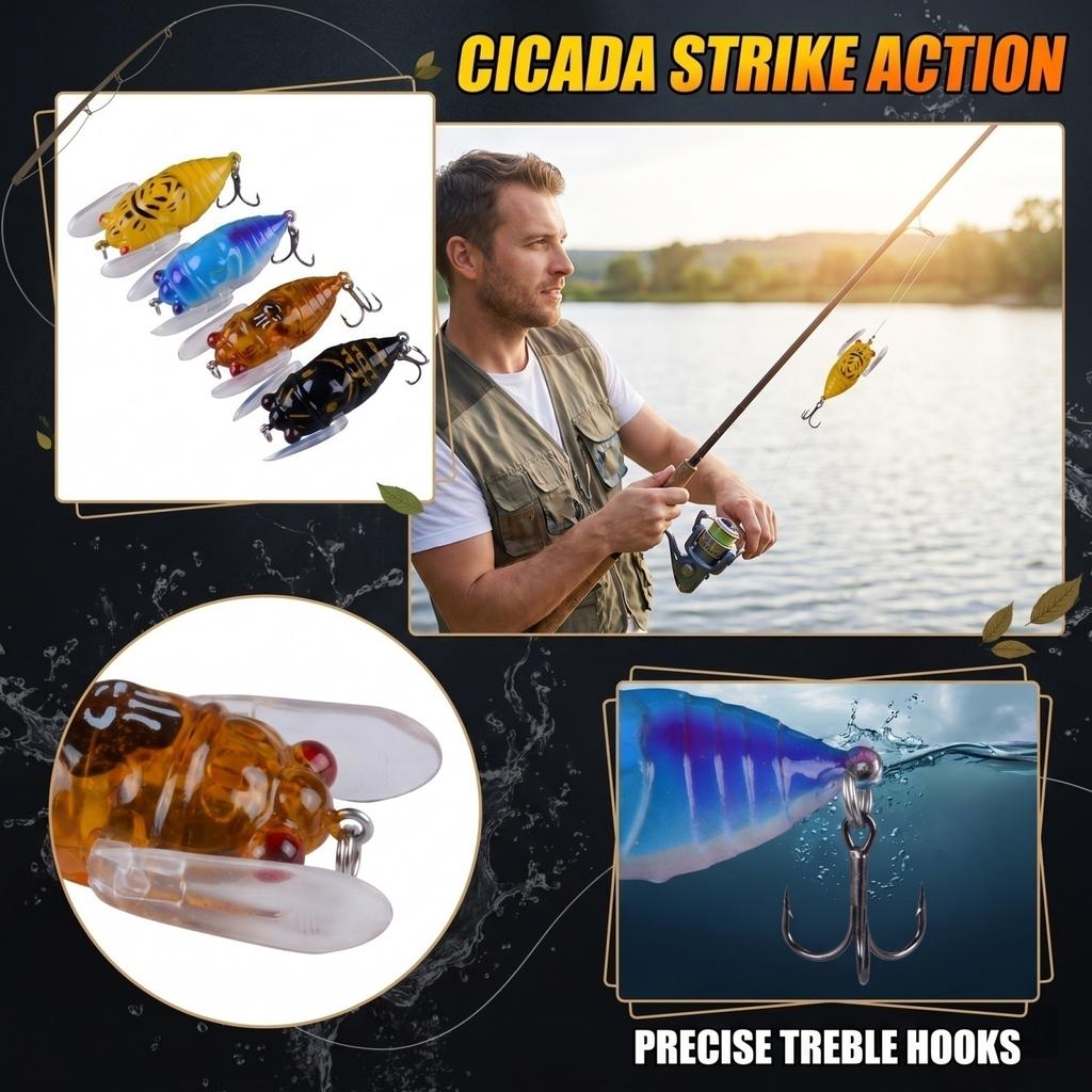 Soft Winged Cicada Imitation Fishing Lure Surface Water Bait for Bass Pike Predator Fish Freshwater Fishing Tackle