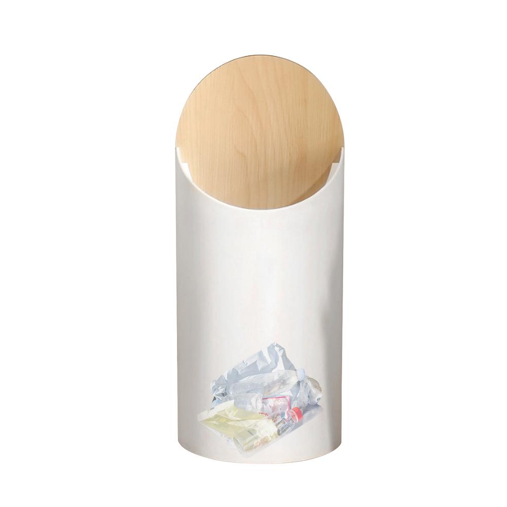 Garbage Can With Lid Swing Top Decorative Garbage Can Modern Wooden Covered Waste Basket Sleek Garbage Container For Kitchen