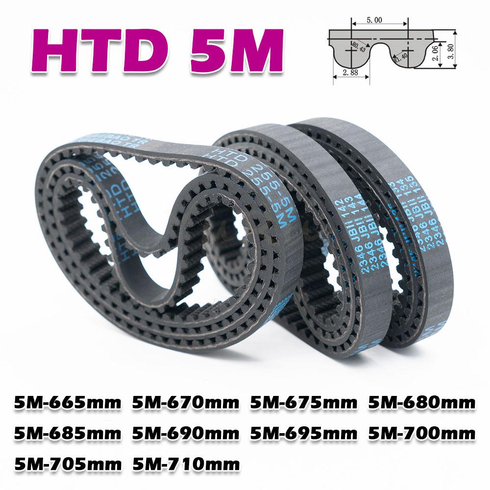 HTD 5M Closed Loop Timing Belt Rubber Perimeter HTD5M 665 670 675 680 685 690 695 700 705 710mm Width 10~50mm CNC Transmission