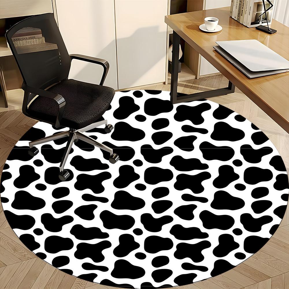 1pc Cowprint Chair Carpet for Office, Soft, Non Slip Polyester Mat, Office, Entryway, Living Room, Bedroom