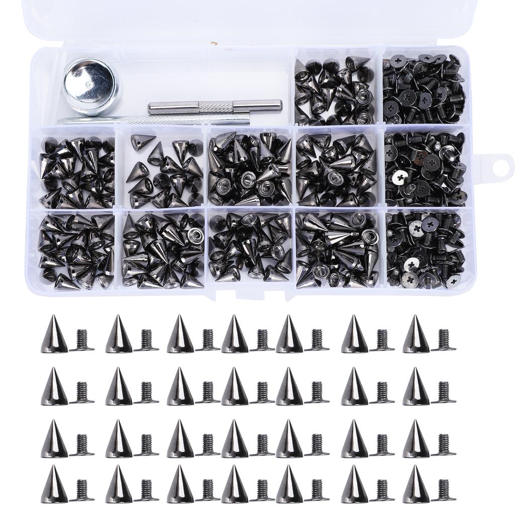 200Pcs Bullet Rivet Punk Nail Snap Fastener Tool Kit Zinc Alloy DIY Leather Craft Press Studs