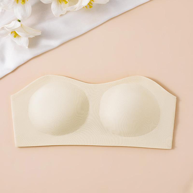 Women Strapless Invisible Push Up Seamless Non Slip Back Beauty Bandeau Bra