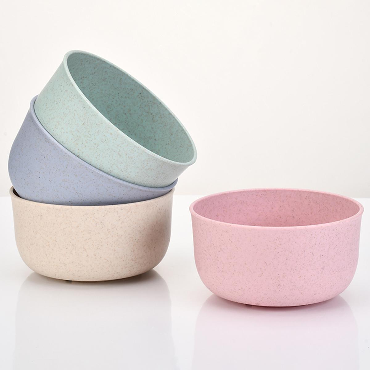 

4 шт./набор кухонных столовых приборов, миска из пшеничной соломы, миска для риса из пшеницы и риса, столовая посуда, контейнер для еды, десерт, салат, наборы мисок для риса