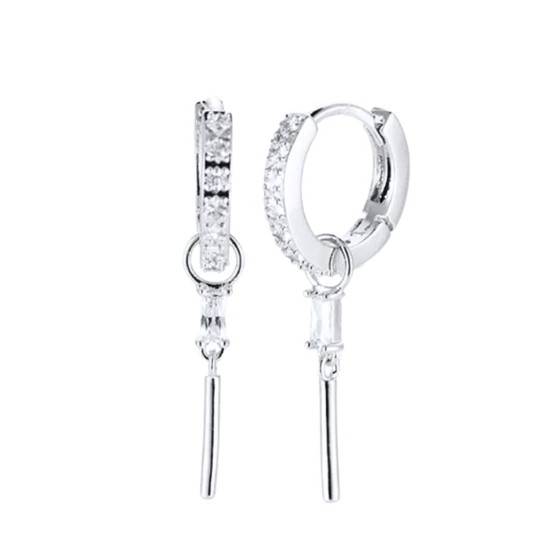 925 Silver Ear Buckles Fashion Hoop Earrings White Crystal Luxury Women's Earrings Wedding Women's Jewelry Premium Gift